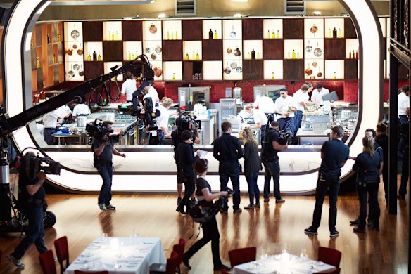 Lights, camera, action ... Filming gets under way.