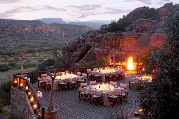 A deck for dining at Bushmans Kloof.