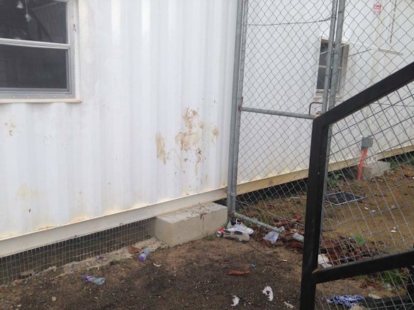 Manus Island scenes of where Asylum seekers are detained, bottom of stairs near recreation block .