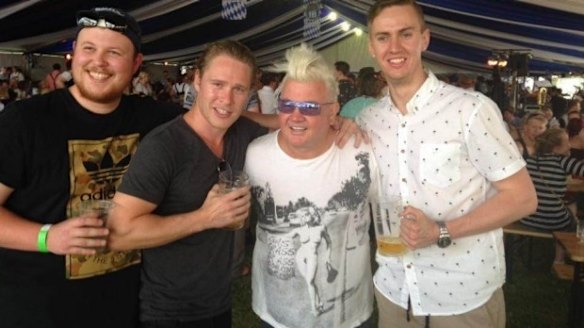 Geelong mayor Darryn Lyons at Geelong Oktoberfest in 2015 wearing T-shirt showing a naked woman.