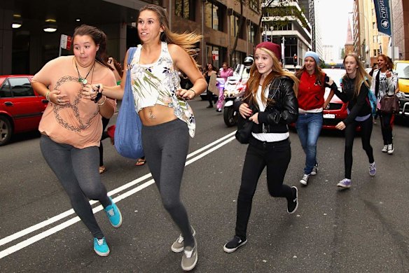 One Direction fans rush to Martin Place.