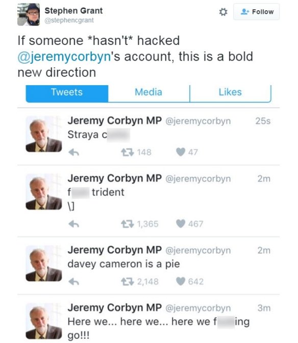 Jeremy Corbyn's offensive tweets. 