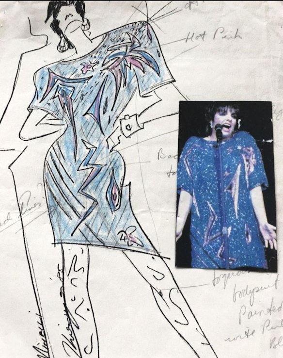 Fleur's sketch for a Liza Minnelli stage costume.