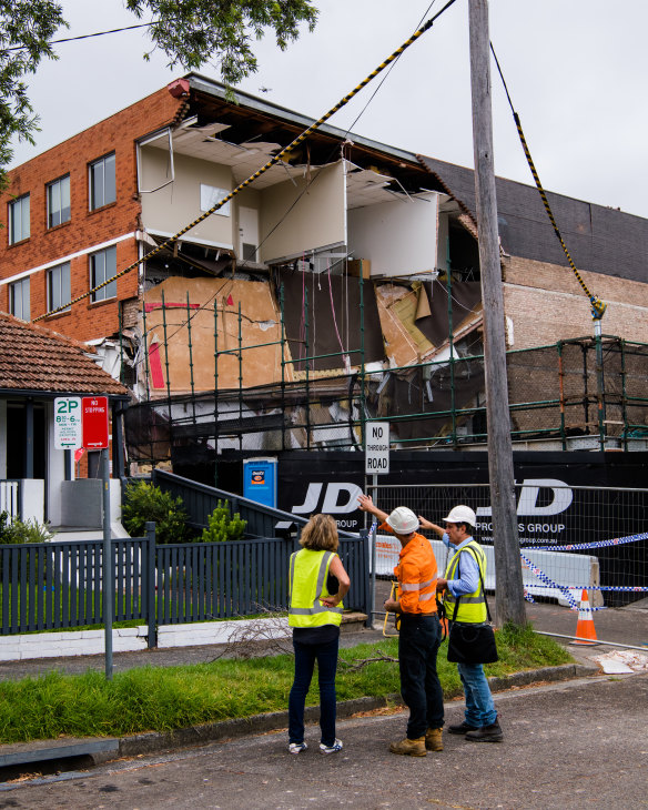 Part of a four-storey building in Crows Nest collapsed on Monday. 