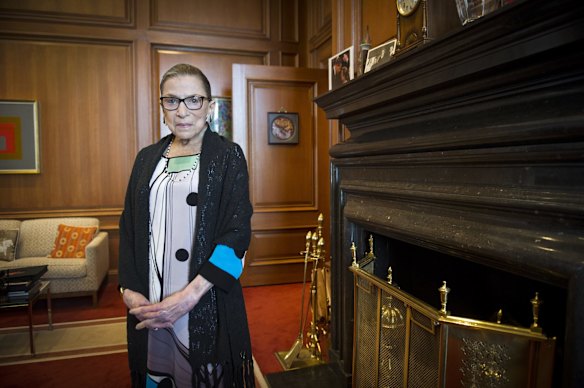 Associate Justice Ruth Bader Ginsburg is seen in her chambers in at the Supreme Court in Washington. July 31, 2014.