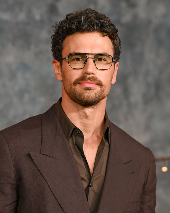 Actor Theo James wearing Akoni frames in London at the premiere of ‘Fuze’.