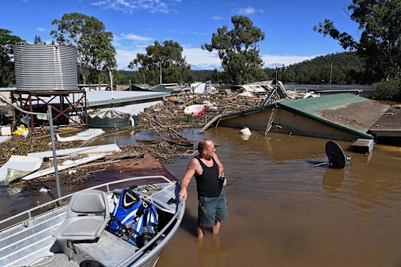 Brad McCutcheon, a resident of St George's Caravan park near Lower Portland on Thursday morning.