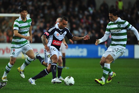 Irrepressible: Weaving through Celtic traffic during the Scottish giant's visit to AAMI Park in 2011
