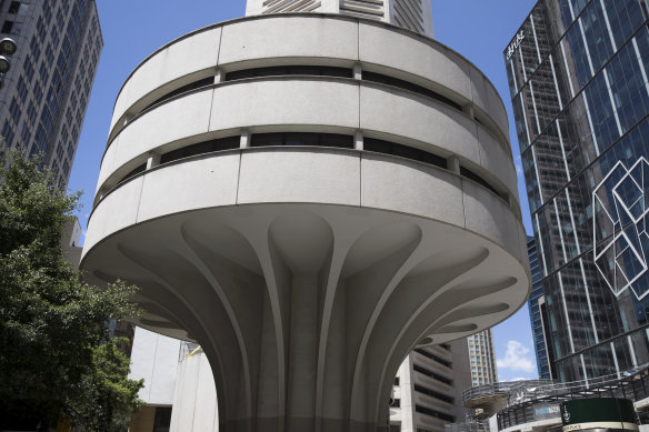 The Commercial Travellers Association of NSW building, also known as the ‘spaceship on a stick’ by Harry Seidler, opened in 1977.