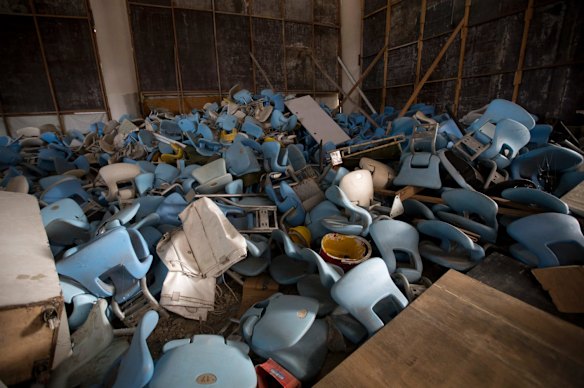 Seats jumbled in a pile inside Maracana stadium which was renovated for the World Cup and the Olympics and is currently padlocked over disputes with the rights company embroiled in a corruption scandal.