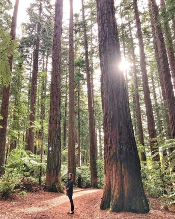 Meghan, the Duchess of Sussex, cradling her baby bump in New Zealand.