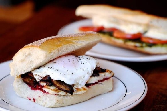 Two Chaps in Sydney's Marrickville will get your breakfast off to a good start. Everything on the menu - like this mushroom, haloumi and egg roll - also happens to be vegetarian.