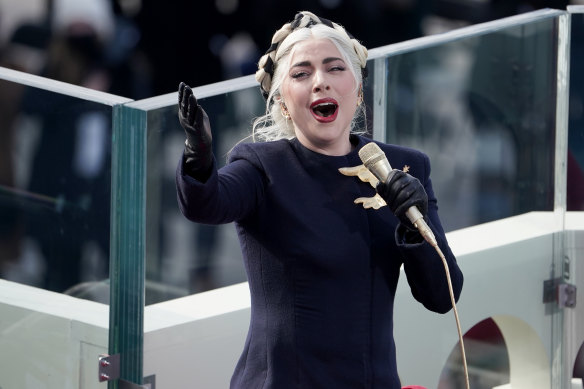 Lady Gaga performs at the inauguration.