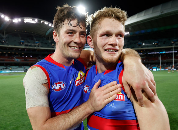 Josh Dunkley (left) and Adam Treloar will have key roles to play if the Western Bulldogs are to advance through September.