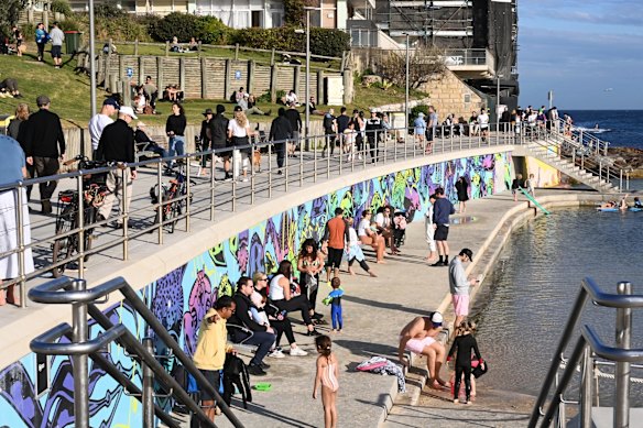Bondi in lockdown in July. A contrast to the heavy policing in the Sydney west suburbs.