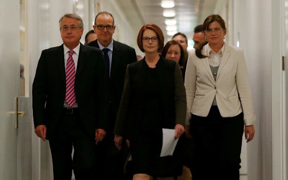 Prime Minister Julia Gillard arrives for the leadership ballot at Parliament House.
