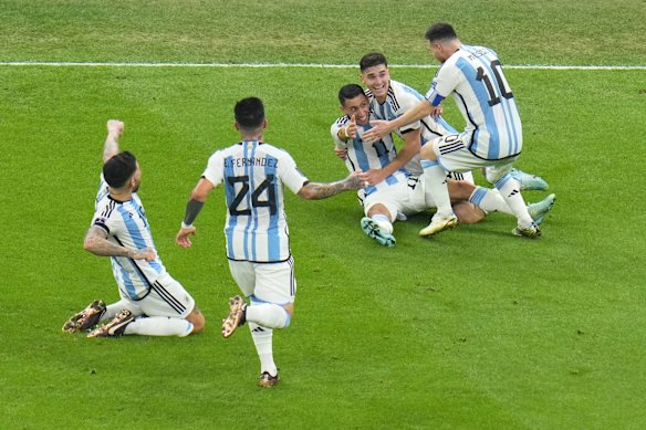 Angel di Maria after scoring Argentina's second goal.