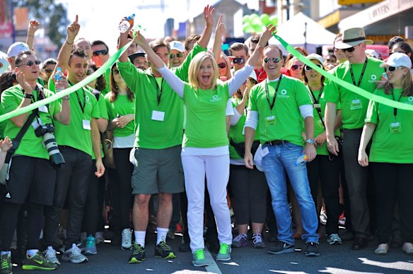Olivia Newton-John leads the Wellness walk for Cancer in Ivanhoe in 2013.