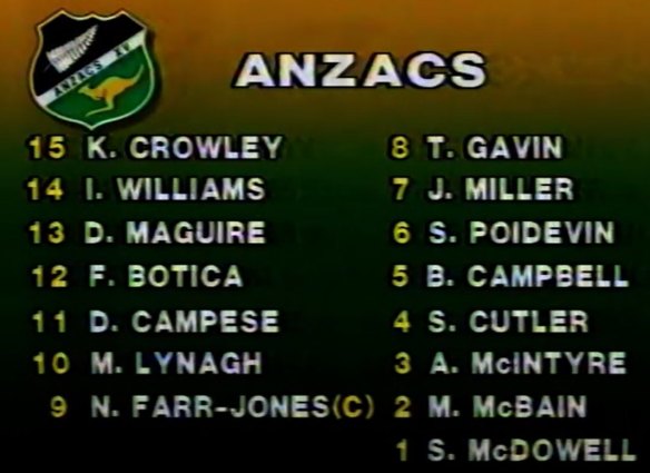 The ANZAC XV of 1989, with only three New Zealand players.