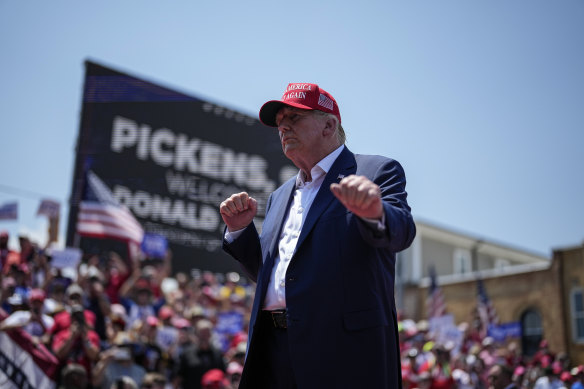 Former US president Donald Trump speaks during a rally in South Carolina last Saturday.