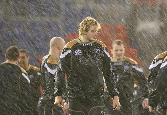 Richie Gray of the Scotland looks on during the International Test match between the Australian Wallabies and Scotland at Hunter Stadium on June 5, 2012 in Newcastle, Australia.