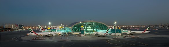 Dubai airport handles almost entirely international flights and is the hub for the Middle East's largest airline, Emirates

