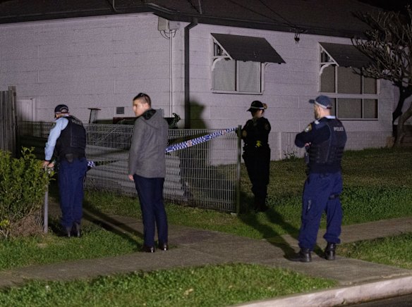 Police set up a crime scene at the home of the alleged offender Mert Ney in Marayong.