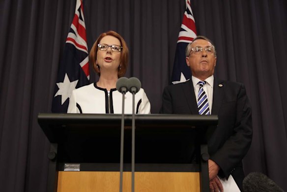 Prime Minister Julia Gillard anmd Deputy Prime Minister Wayne Swan address the media.  