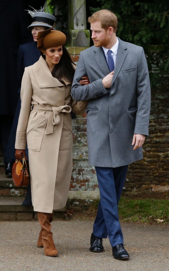 That's a wrap ... Prince Harry and Meghan Markle leave the church service, Markle's first public outing with Queen Elizabeth II.