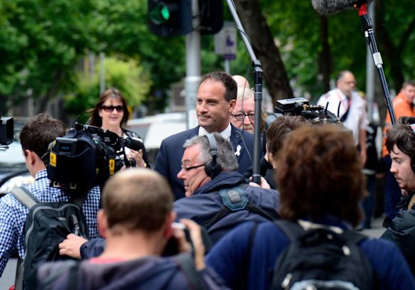 Member for Frankston Geoff Shaw arriving at Court. 20 November 2013