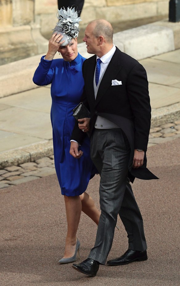 Mike and Zara Tindall arrives for the wedding of Princess Eugenie of York and Jack Brooksbank.