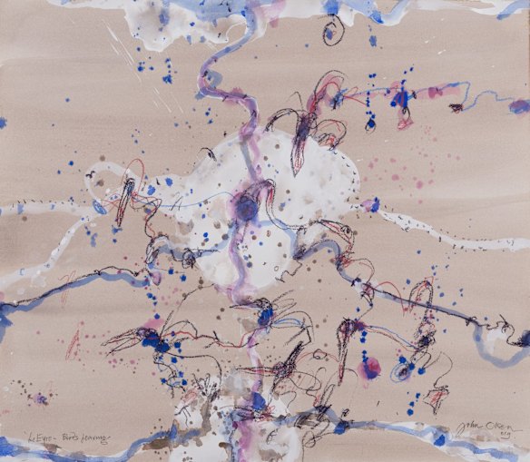 John Olsen, Lake Eyre - Birds Leaving documented in 2019