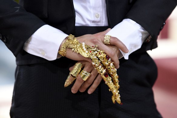 Melissa King had some interesting hand jewelry on display.