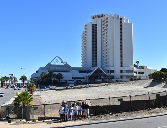 The vacant block on the corner of West Coast Highway and Scarborough Beach Road.