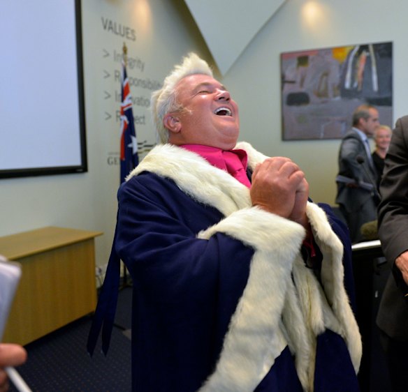 Darryn Lyons as the new Mayor of Geelon,  25th of November 2013. Photo: JOE ARMAO
