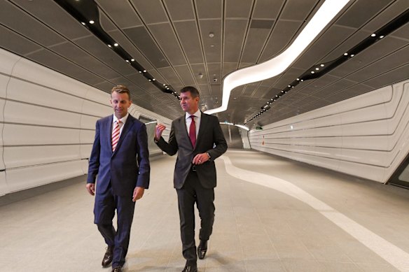 Premier Mike Baird and Minister for Transport and Infrastructure Andrew Constance having a chat before the grand opening.