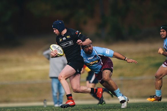 John I Dent Cup rugby union: Wests v Gungahlin. Gungahlin's Mac Hansen