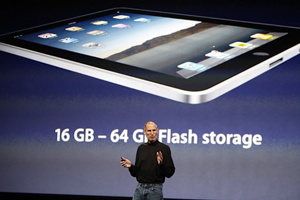 Apple CEO Steve Jobs introduces the first iPad