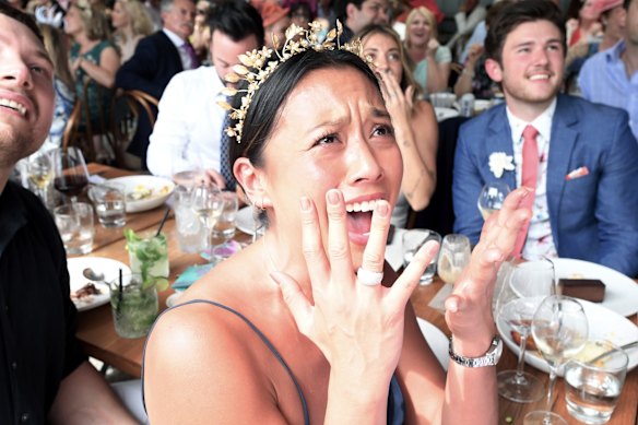 A not so happy guest at the Love.Fish Melbourne Cup lunch in Barangaroo.