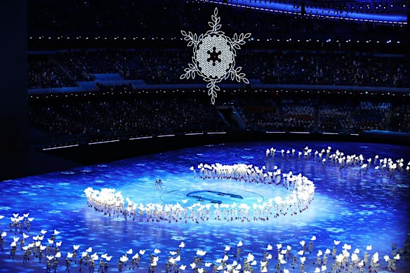 Three thousand performers took to a stage comprising 11,600 sq metres of high-definition LED screens in the famed Bird's Nest stadium, in front of a crowd thinned out by COVID-19 restrictions.