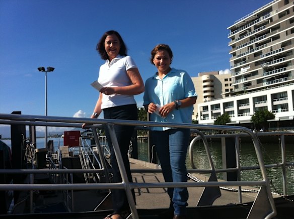 Annastacia Palaszczuk and Jackie Trad campaign in Cairns on Wednesday.