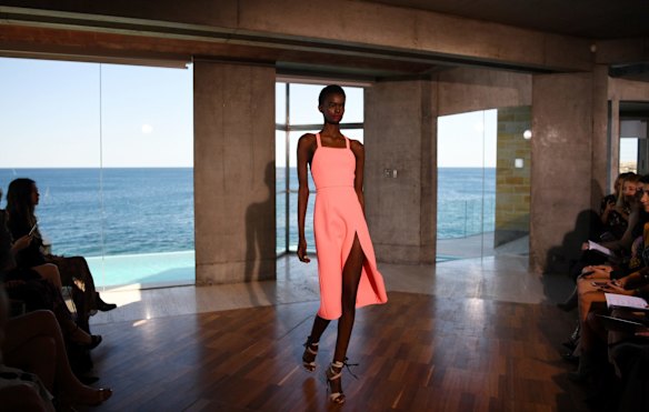 Models showcase Myer's spring collections at a private home in Coogee. 