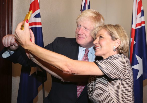 Former British foreign secretary Boris Johnson with Julie Bishop.