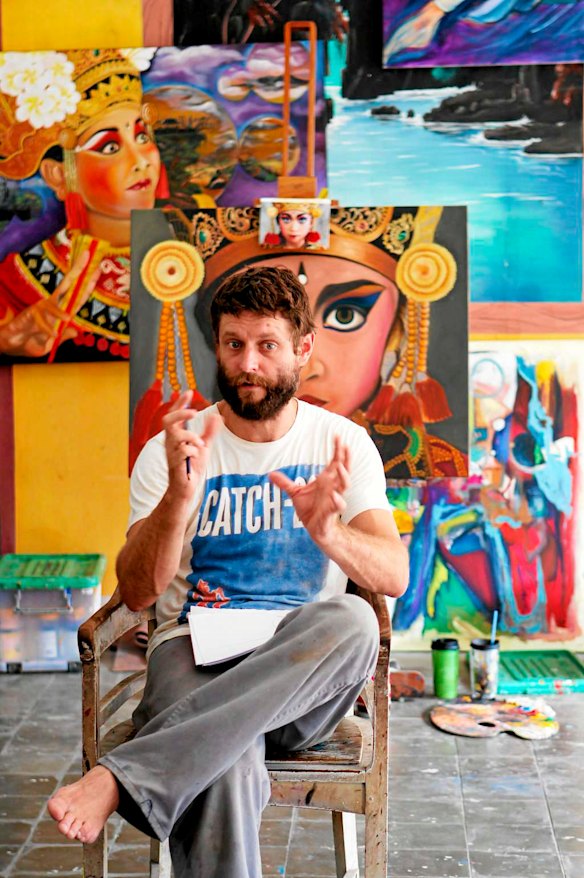 Australian artist Ben Quilty teaches inmates including Bali Nine member Myuran Sukumaran to paint in Kerobokan jail.