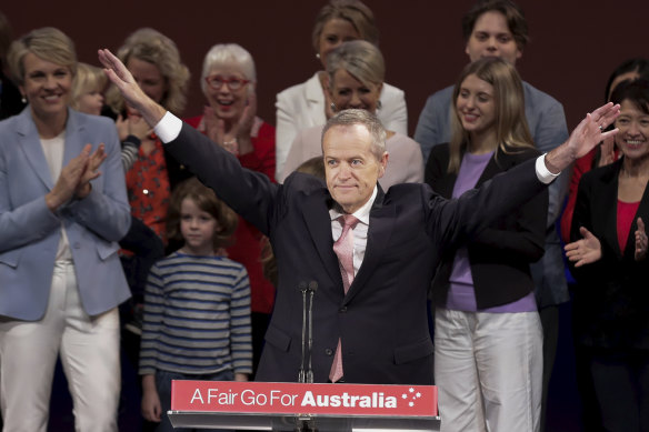Labor leader Bill Shorten at a campaign rally in Melbourne.
