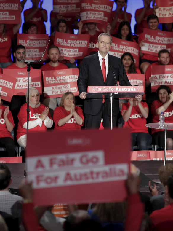Labor leader Bill Shorten at the first major rally of the federal election campaign.