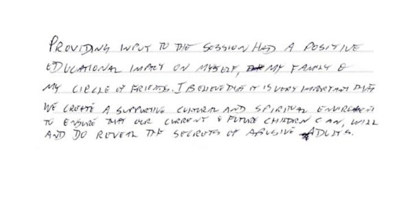 Message published in commemorative book