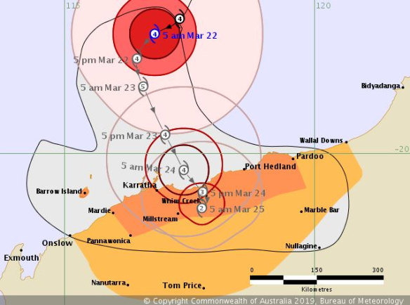 Cyclone Veronica as at 6am WST March 22, 2019.