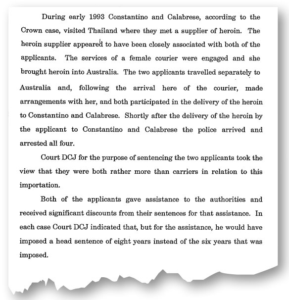 Details from the NSW Court of Criminal Appeal dismissing the applicants' appeal. Sam Calabrese's matter was later dismissed.