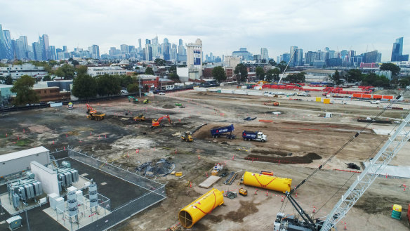 Work has begun at the site of the new underground station in North Melbourne. 